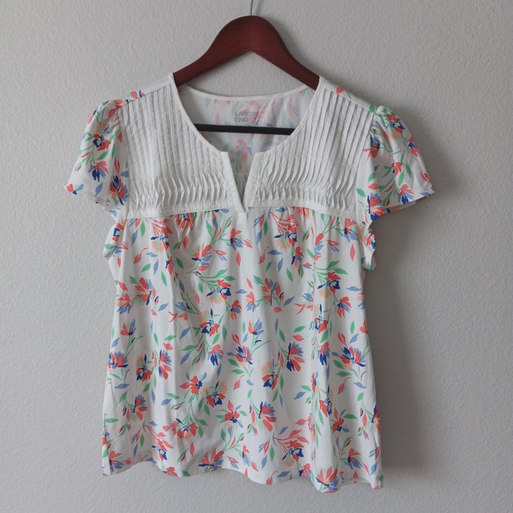 NWT Lands End flutter sleeve cotton top size S
